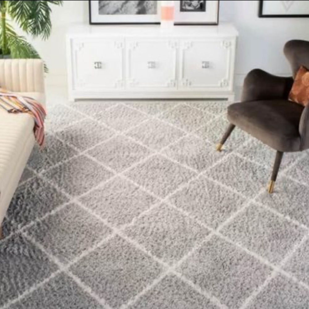 Brand new 6’7” x 9’ gray & cream area rug from Wayfair - Picture 2 of 3